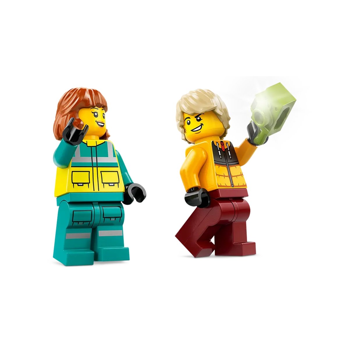 L'ambulance de secours et le snowboardeur multicolore, LEGO