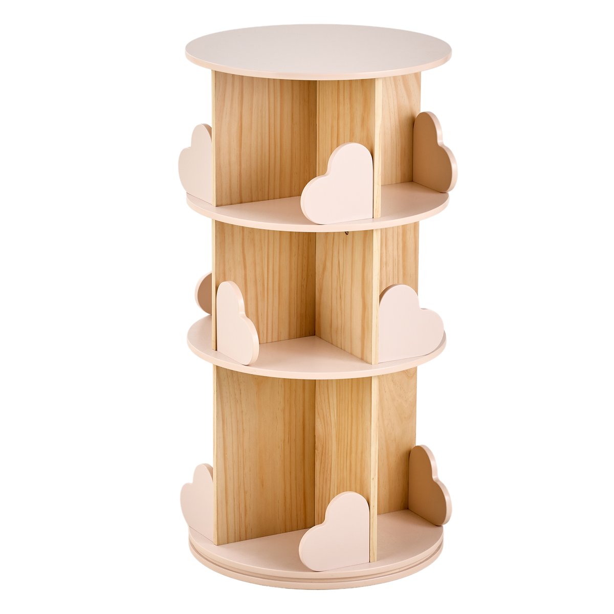 Bibliothèque tournante 3 niveaux COEUR rose pâle, VERTBAUDET
