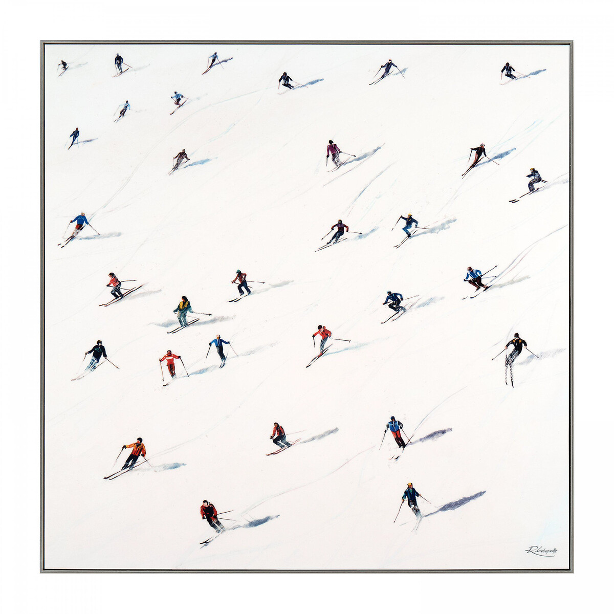 80x80cm Descending Skiing Framed Print white, ÉDITÉ