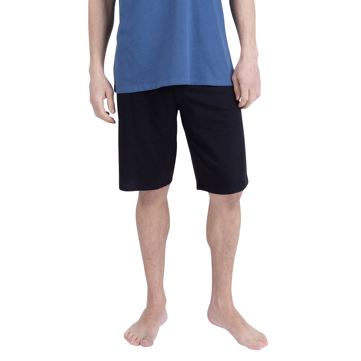 Pigiama corto, in cotone blu/nero, ATHENA