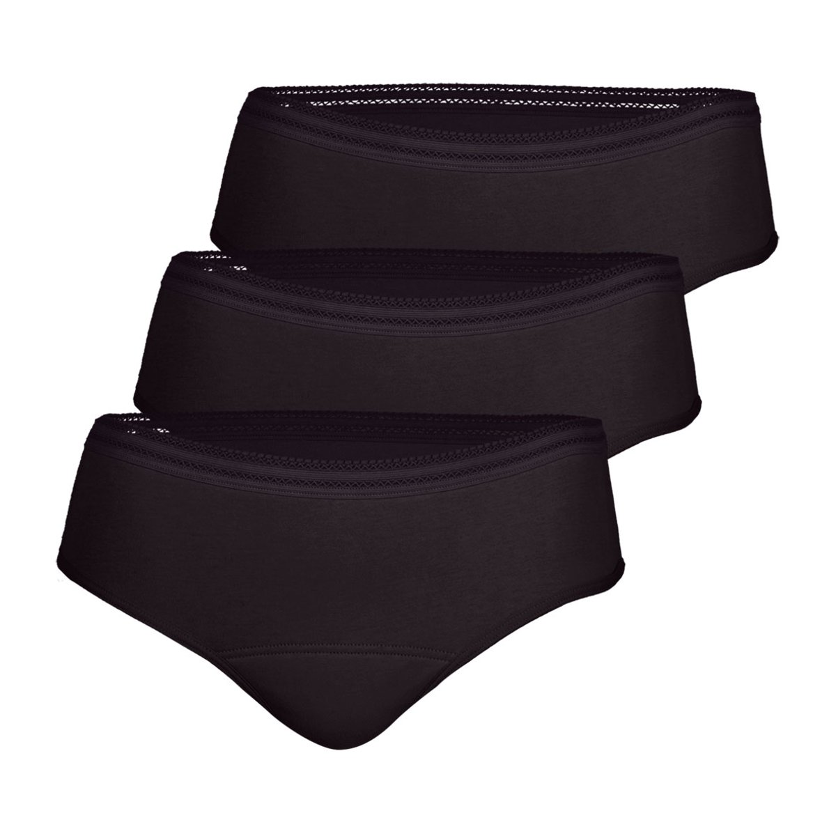 Culottes menstruelles, lot de 3 noir, ATHENA