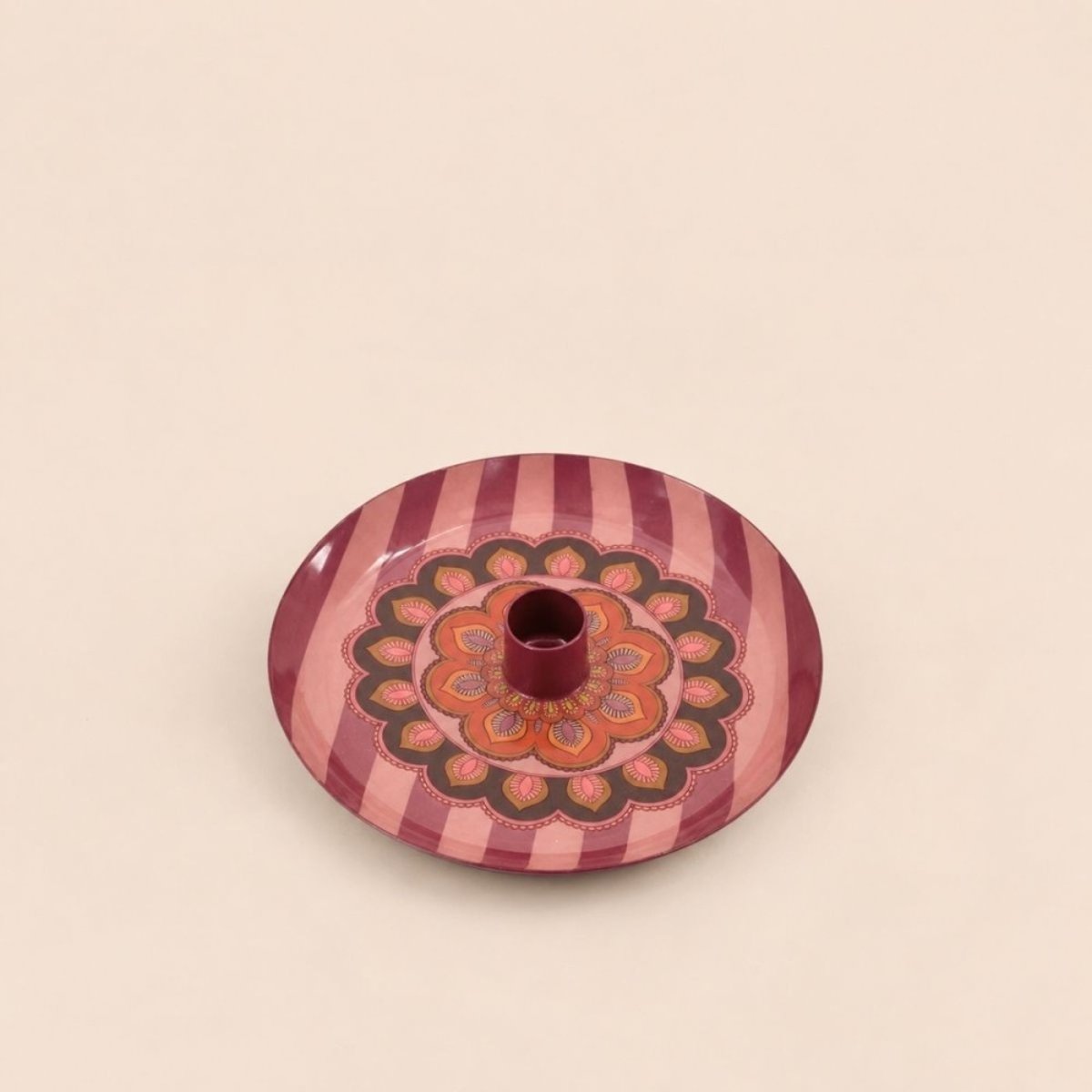 Bougeoir en métal laqué imprimé rose, HASHTAG DECO