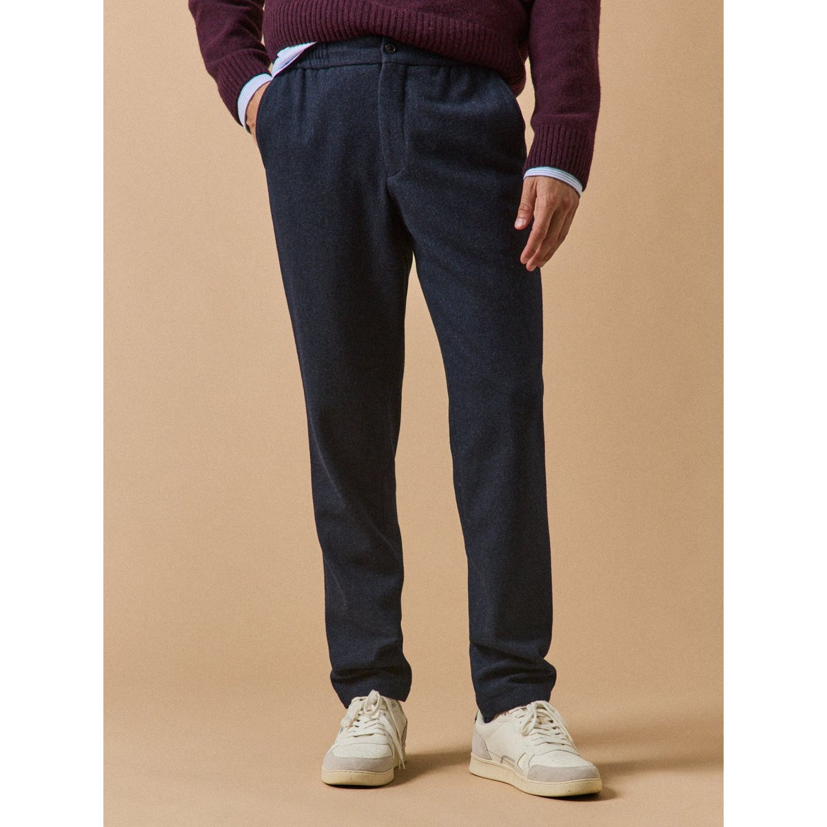 Pantalon taille élastiquée lainage marine, CYRILLUS