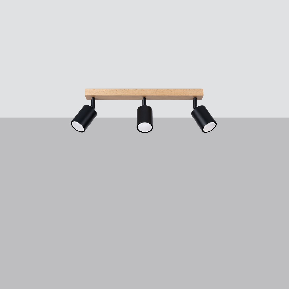Plafonnier Acier Bois/Noir GU10 3 Verdo Line marron, EDEN
