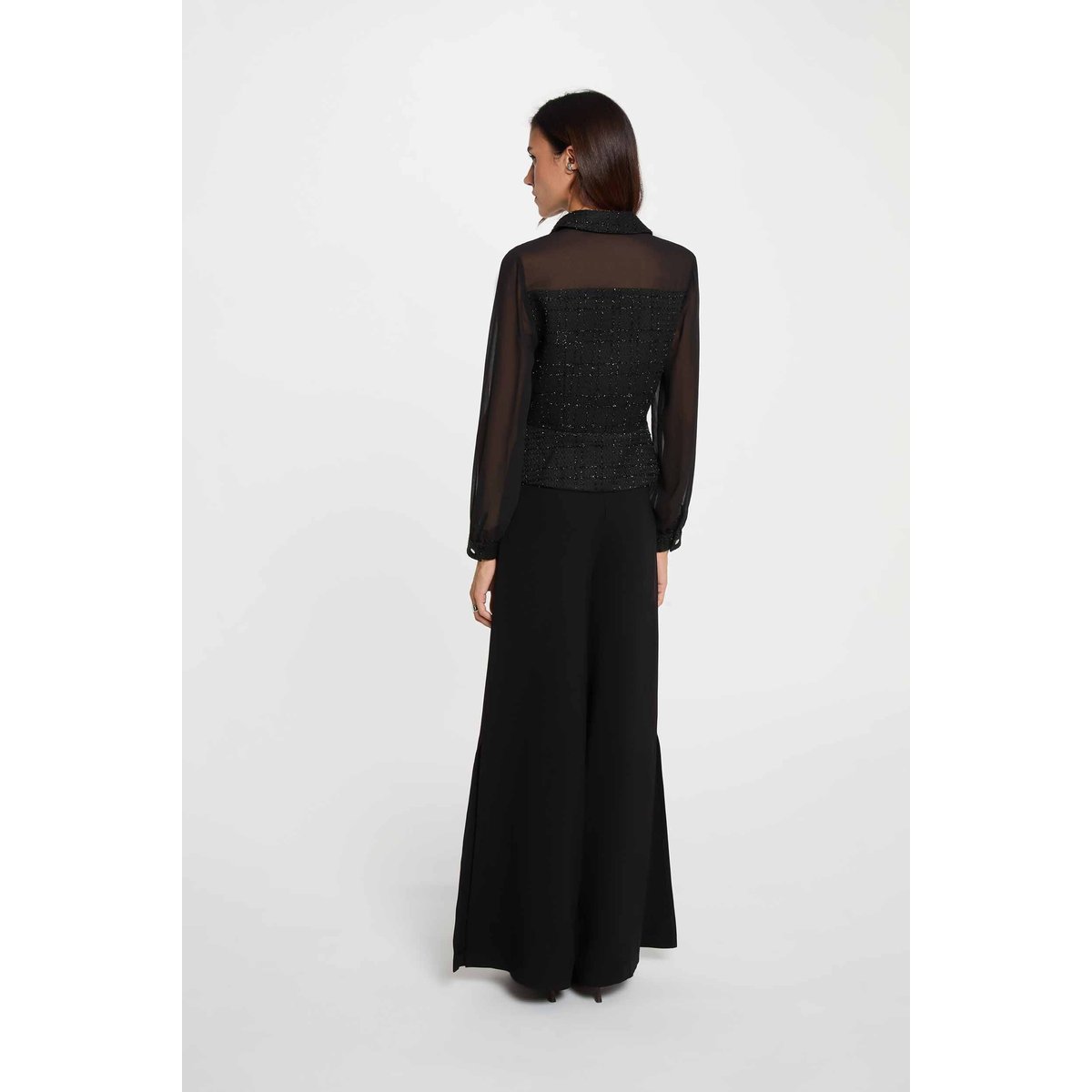 Chemise tweed cintrée noir, MORGAN