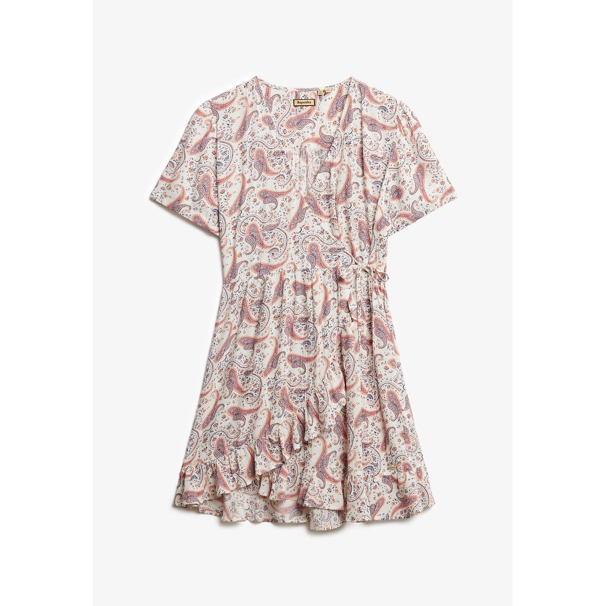 Robe portefeuille courte imprimée à manches courte imprimé cachemire, SUPERDRY