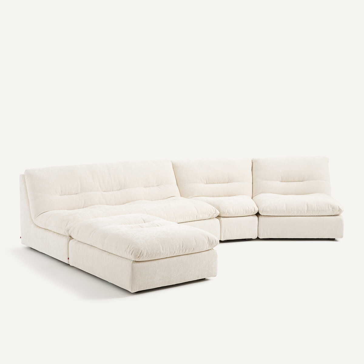 Canapé 3P modulable velours chenille, Giuliano blanc, AM.PM