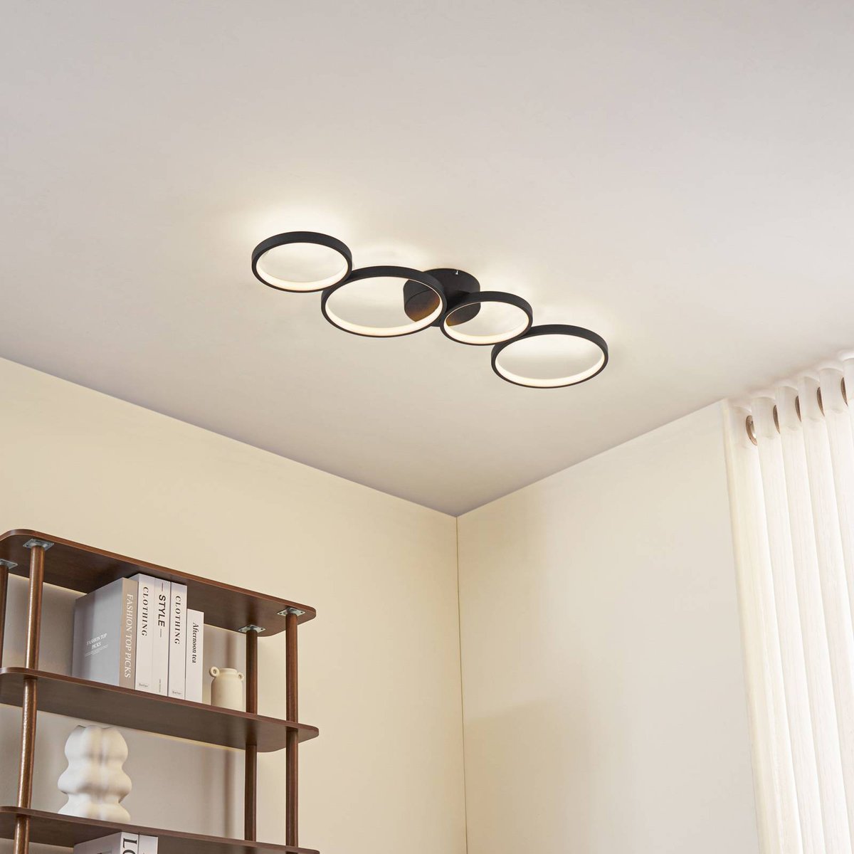 Plafonnier en aluminium moderneLED noir brossé, LINDBY
