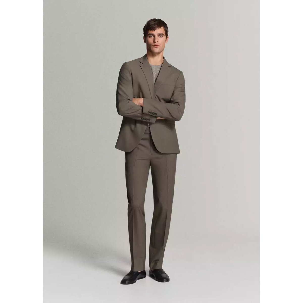 Veste costume Turin 100 % laine vierge marron moyen, MANGO MAN