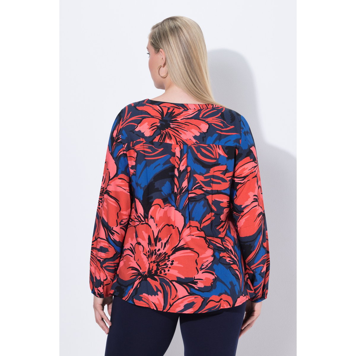 Tunique à fleurs, ligne A marine, ULLA POPKEN