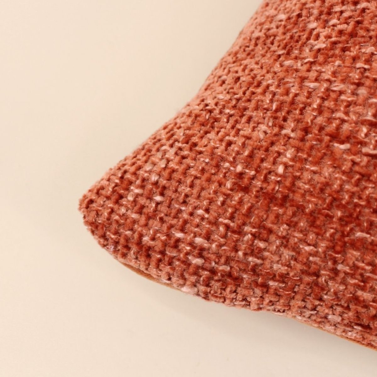 Coussin chiné en velours 45x45cm orange, ORNAMI