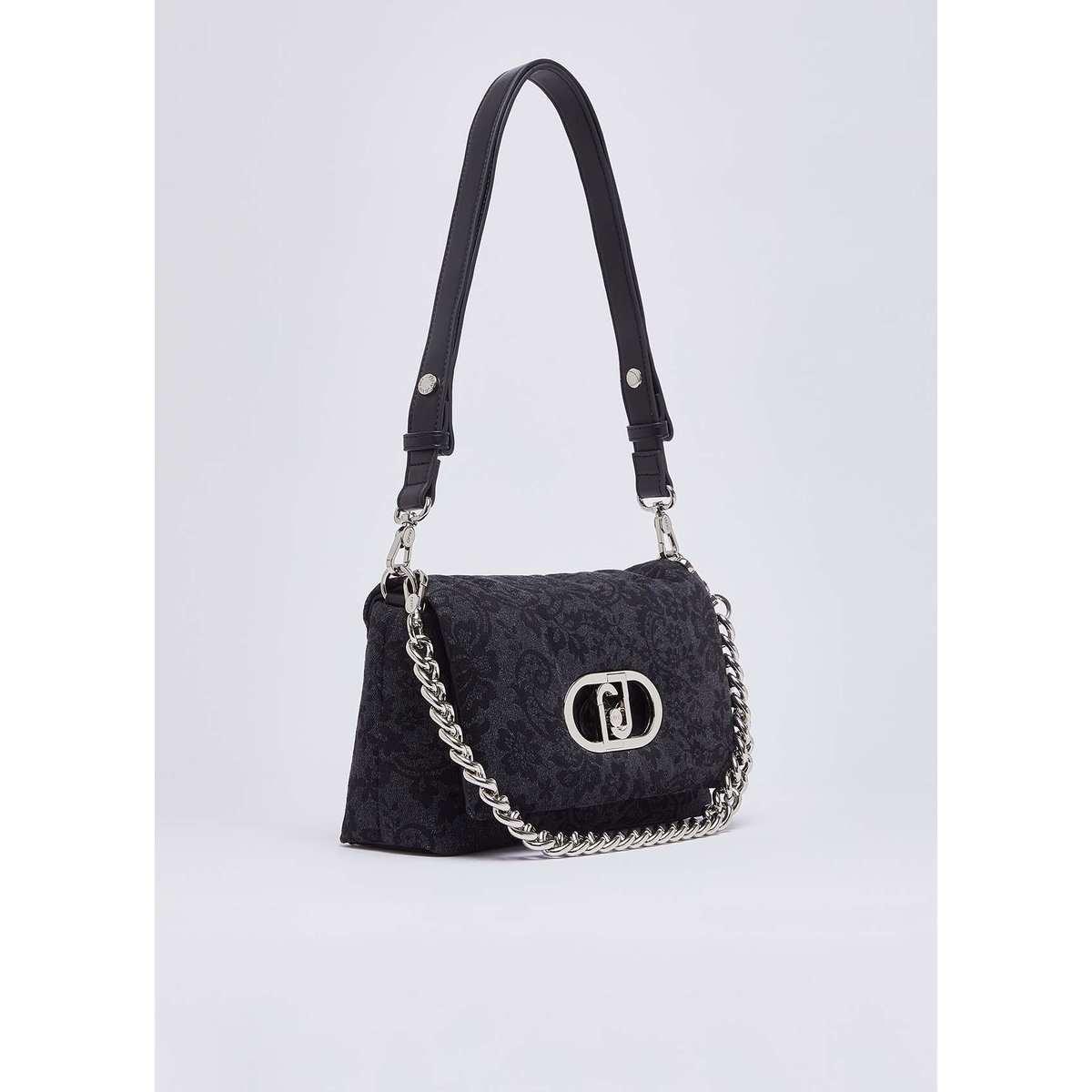 Sac LaPuffy moyen en denim imprimé noir, LIU JO