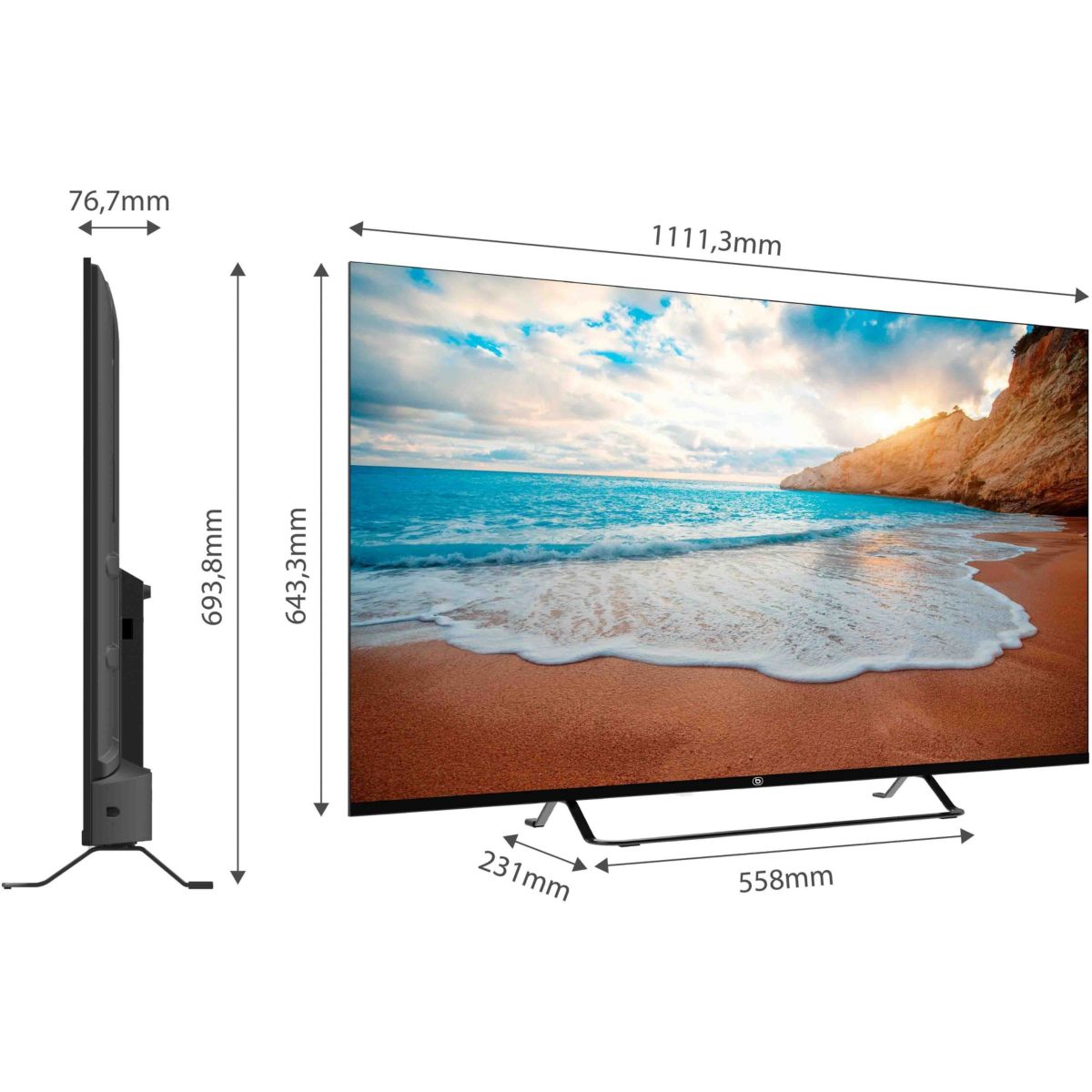 TV QLED 50QLED307 (2024) 50" (126 cm) 4K - Smart TV couleur unique, ESSENTIEL B