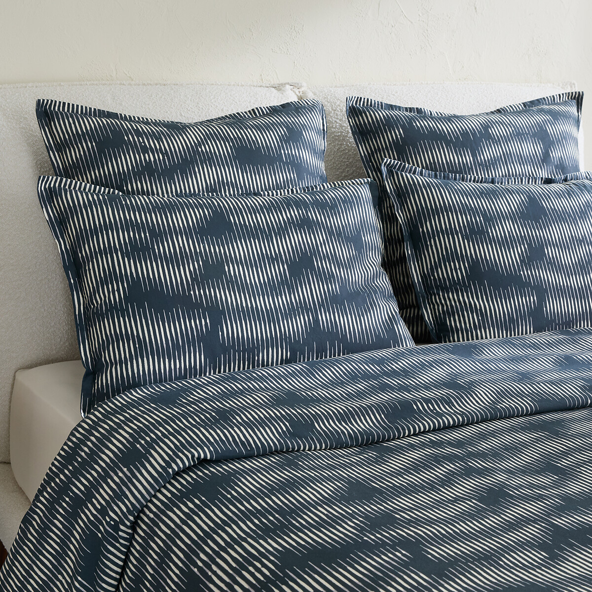 Taie d'oreiller en satin de coton lavé, VITTORE bleu nuit, AM.PM