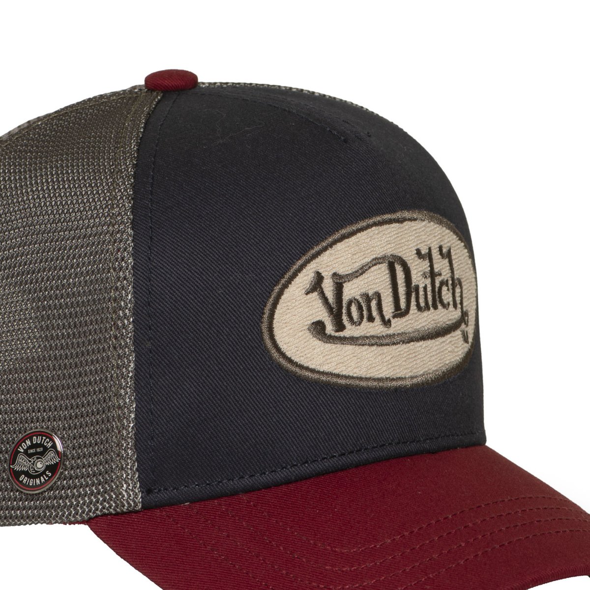 Casquette trucker TERRY bordeaux/bleu foncé/gris foncé, VON DUTCH
