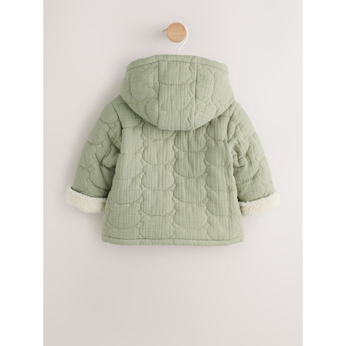 Veste bébé matelassée avec ours effet froissé vert sauge, NEXT