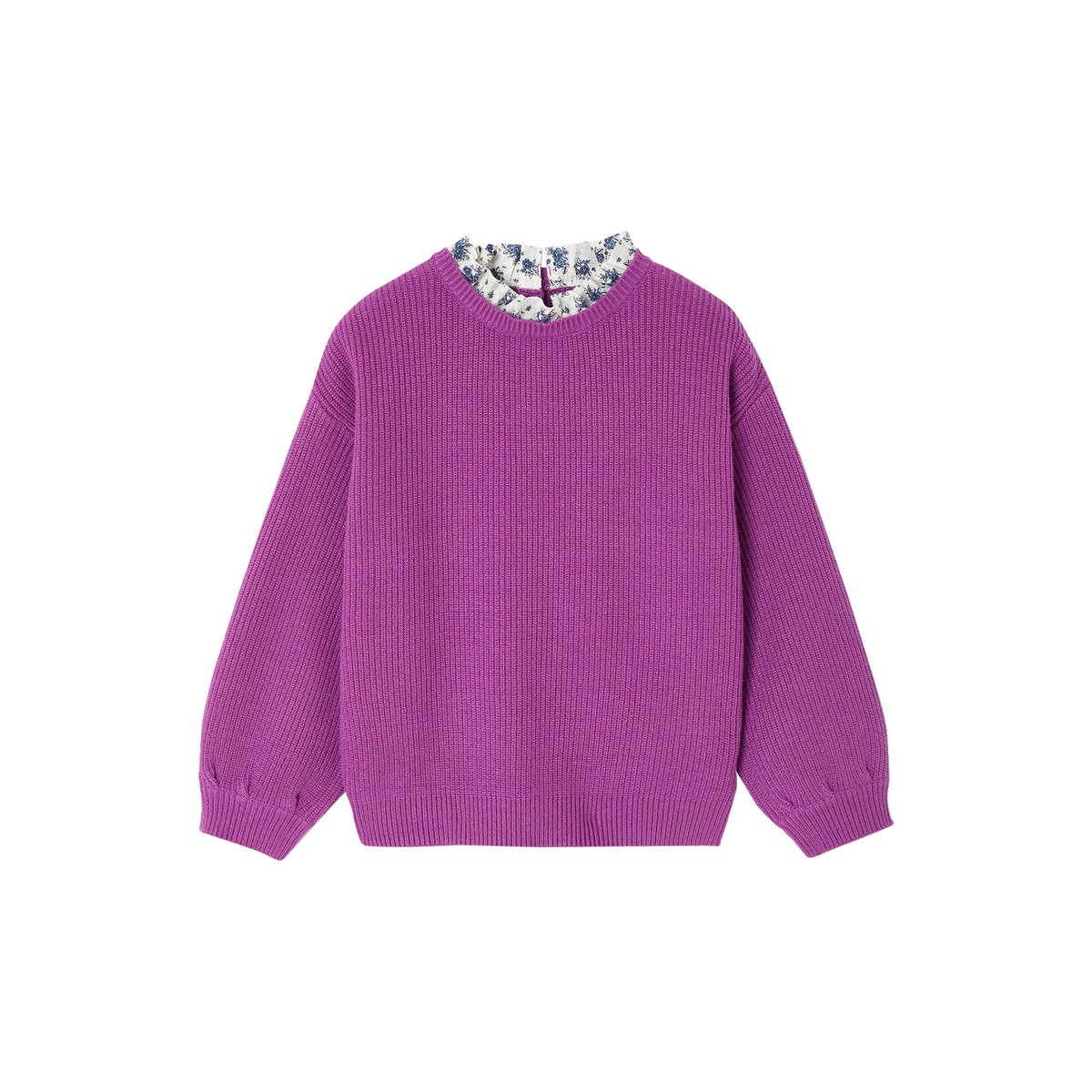Pull col fantaisie forme loose violet, VERTBAUDET