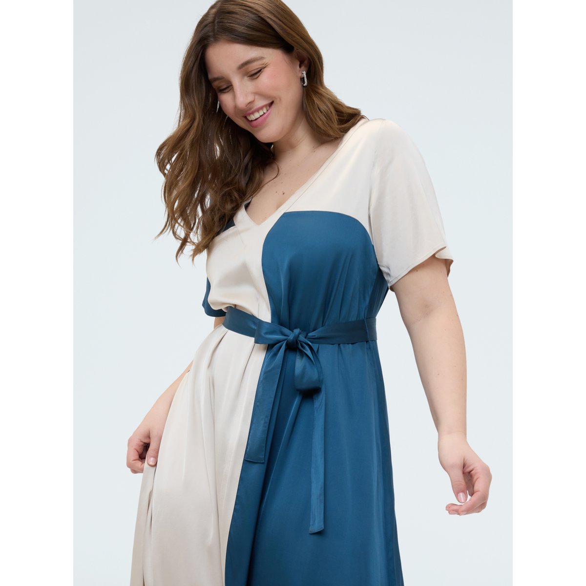 Robe stretch avec ceinture. petrol blue, FIORELLA RUBINO