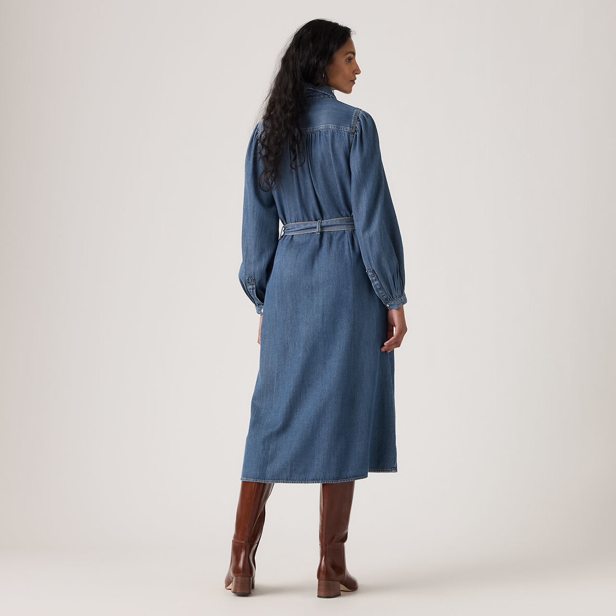 Robe midi chemise manches longues bleu denim, LEVI'S