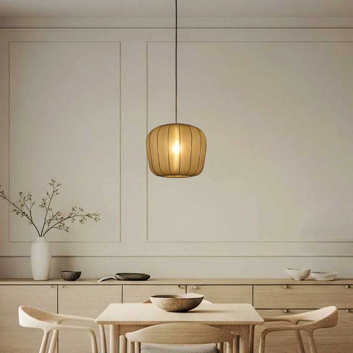 Suspension en textile moderne, Helin noir, LINDBY