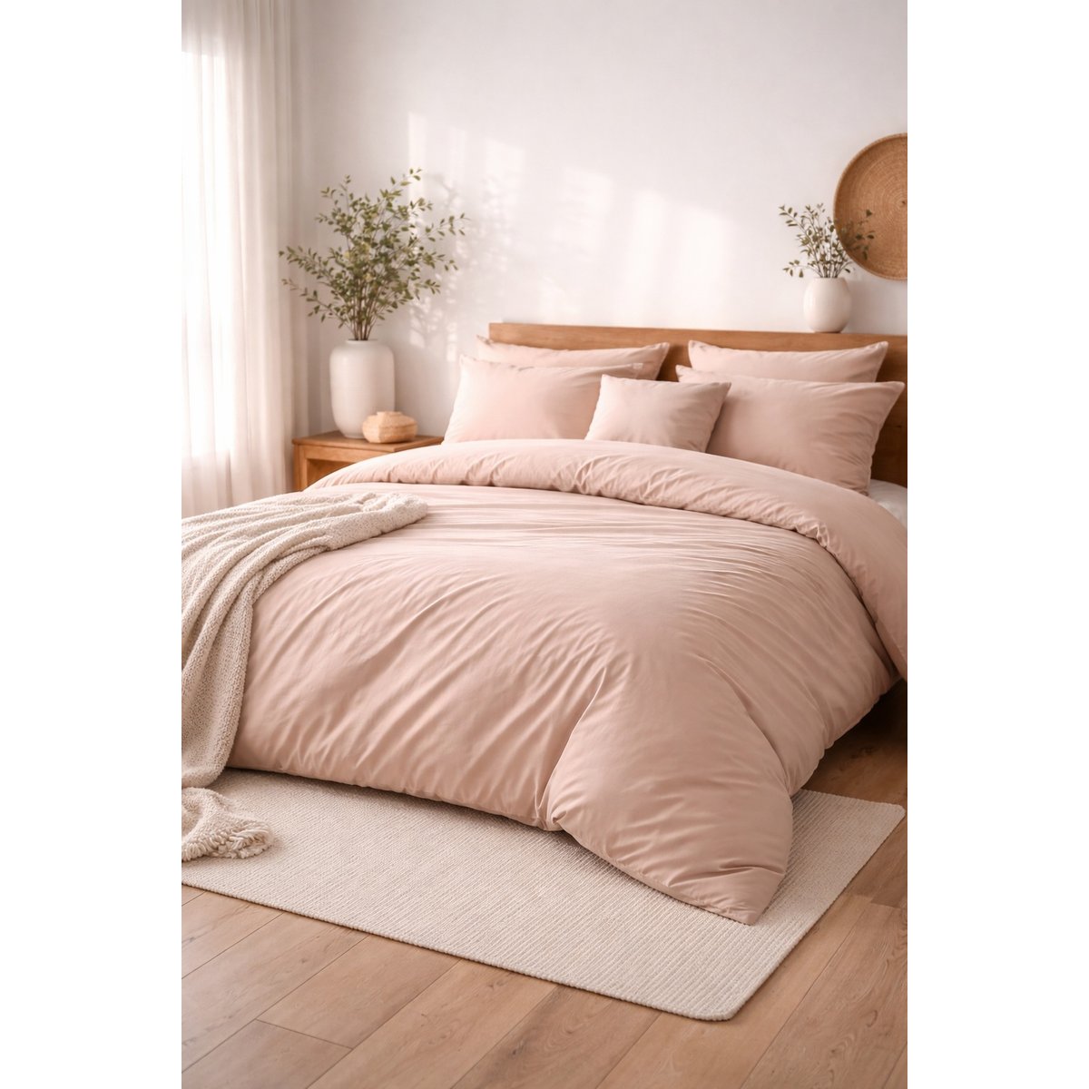 Housse de couette en percale de coton rose, EDEN