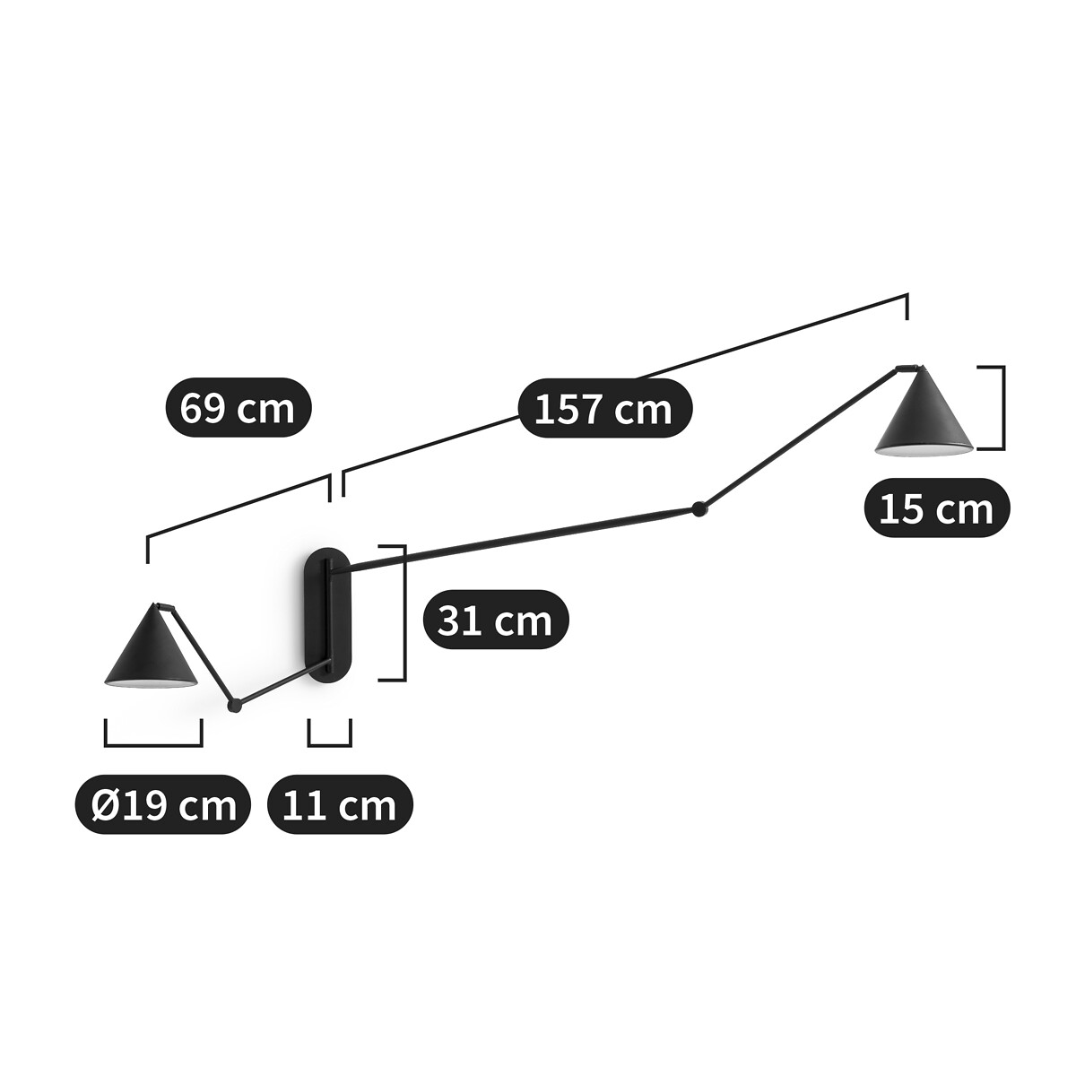Moke XL Double-Arm Articulated Wall Lamp black, AM.PM