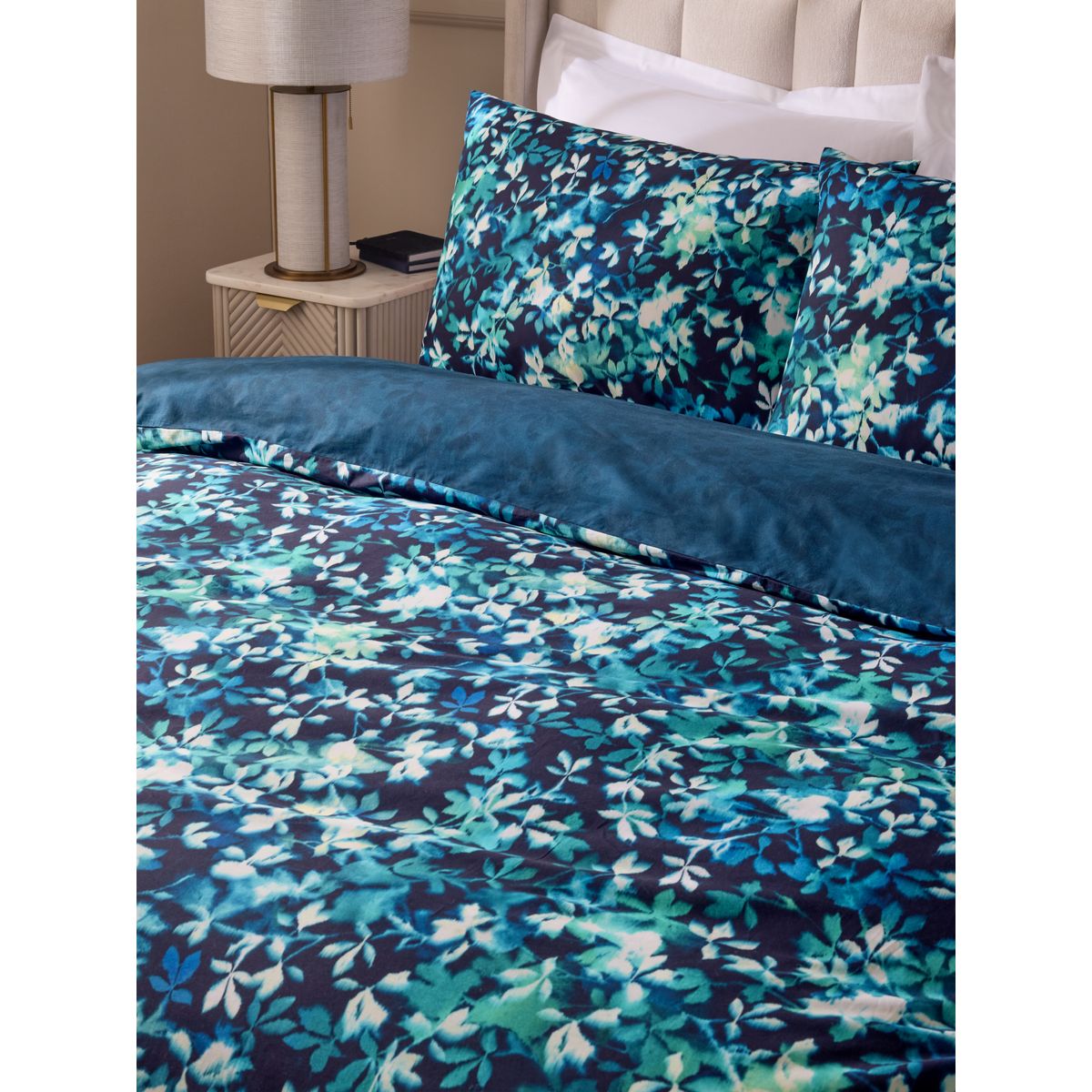 Housse de couette/taie d'oreiller à feuille bleu, NEXT