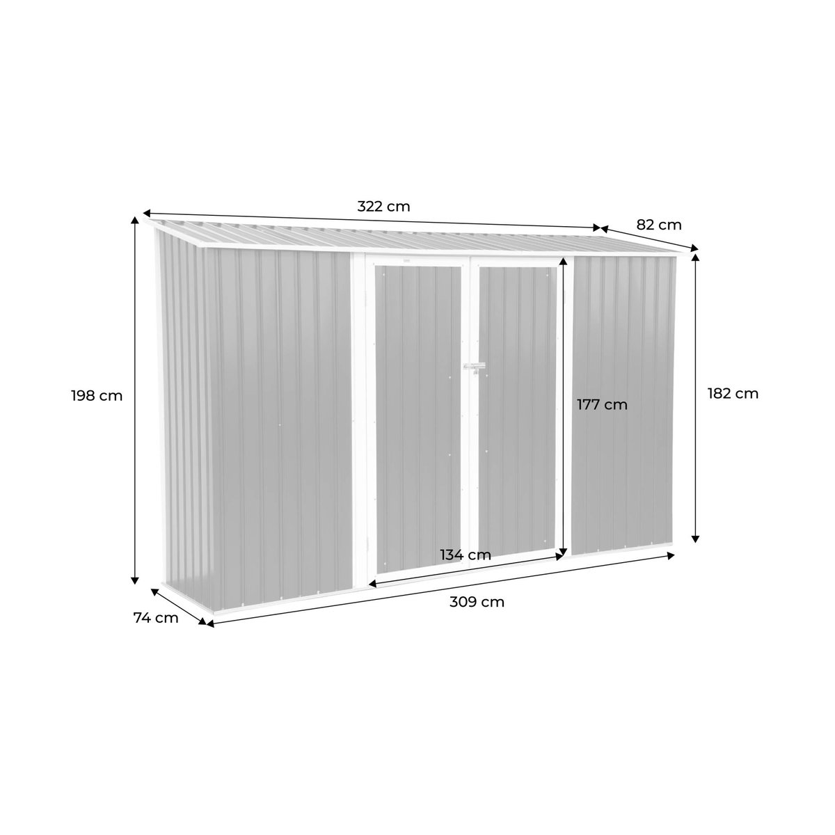 Abri de jardin à adosser acier galvanisé 2,57 m² avec kit d'ancrage VIMEU anthracite, SWEEEK