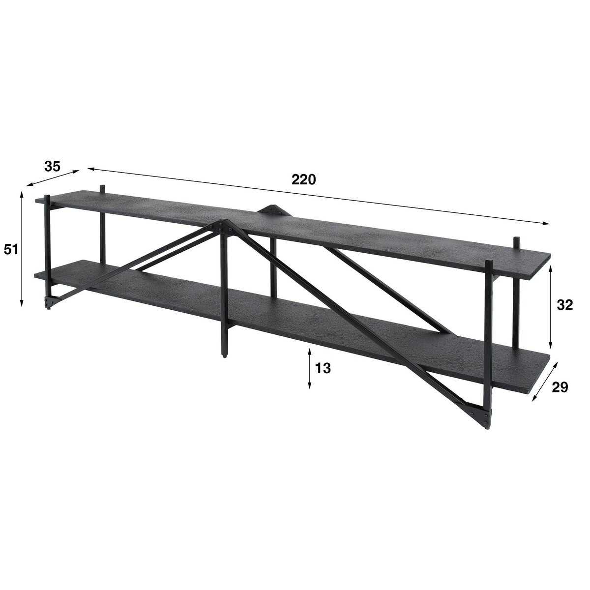 Banc tv moderne 2 niveaux 220 cm RALF anthracite, PIER IMPORT