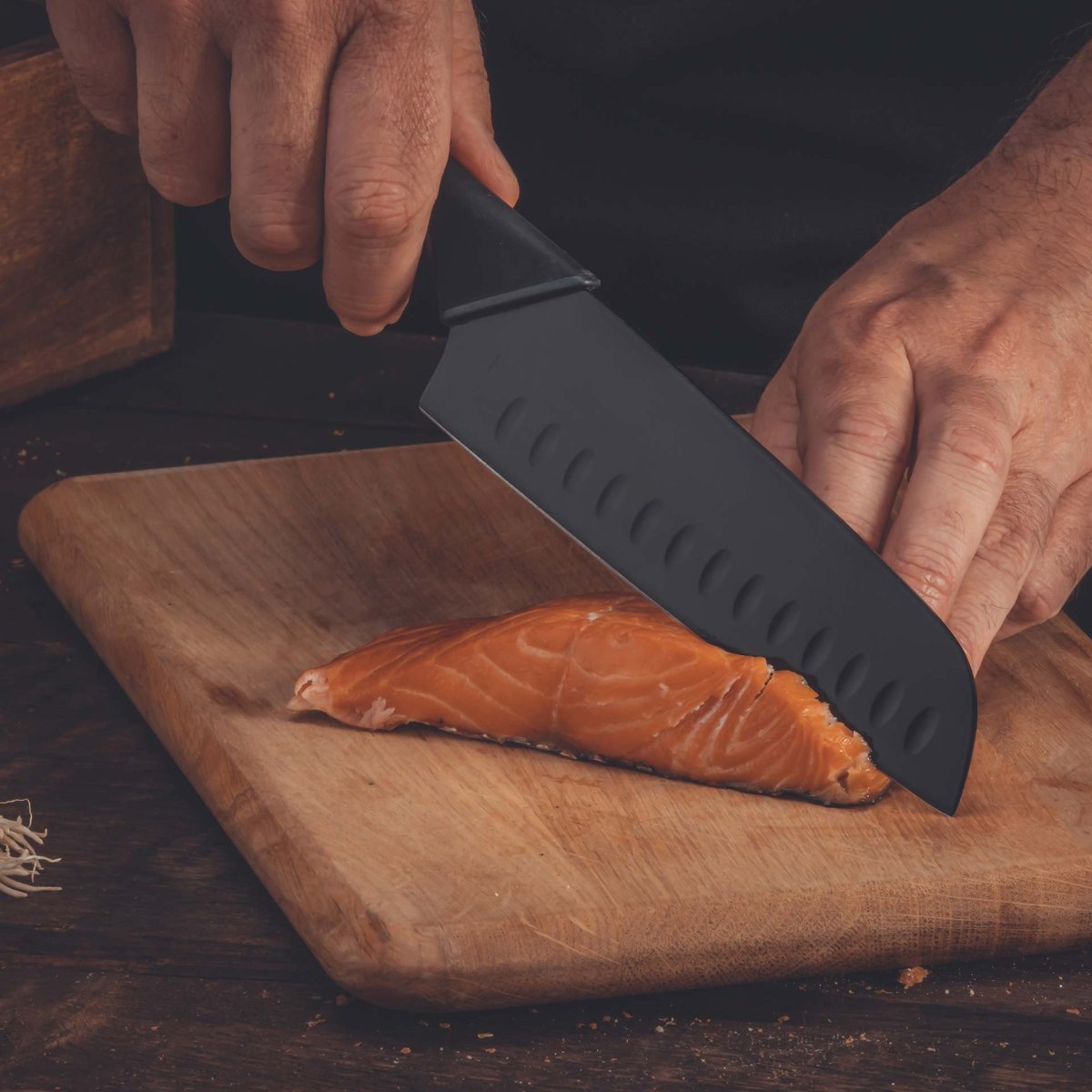 Couteau de cuisine Santoku lame de 16 cm BLACK EDITION noir, NIROSTA