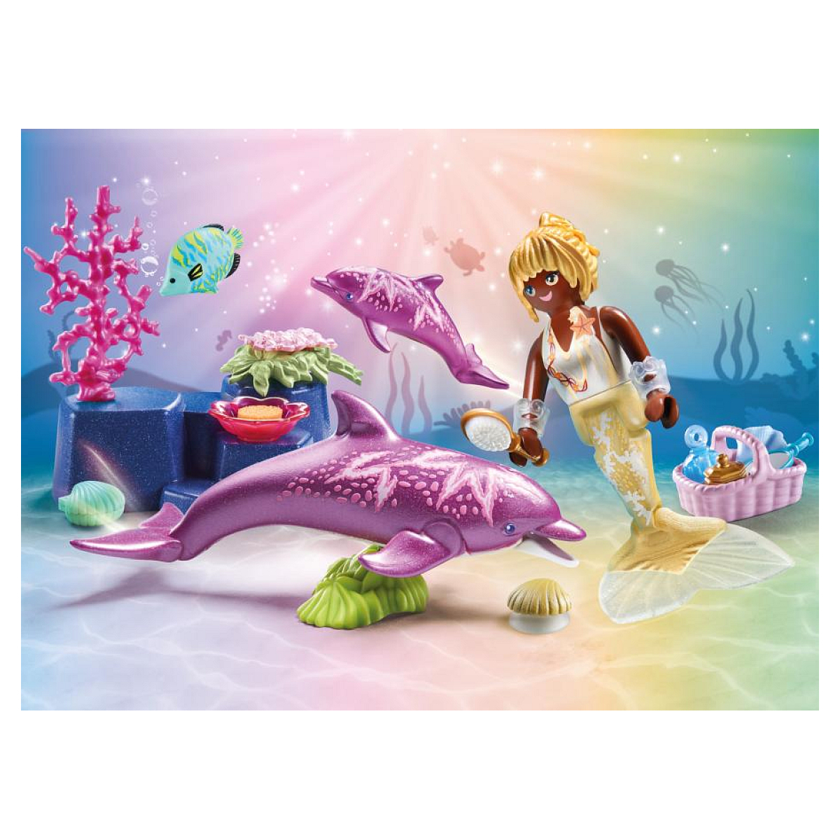 71501 - Sirène avec dauphins couleur unique, PLAYMOBIL