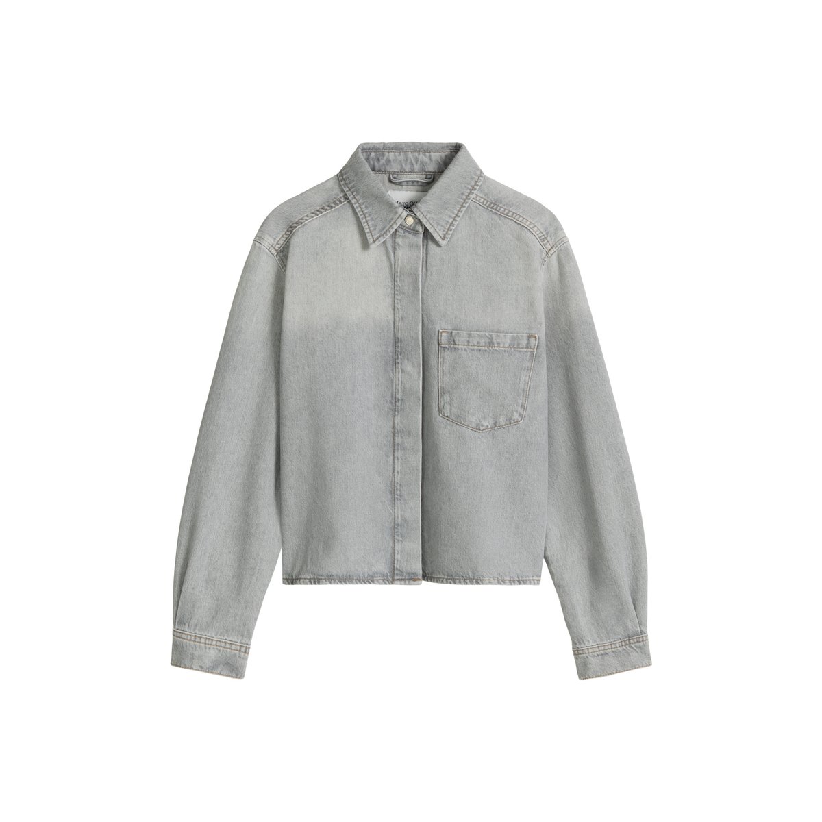 Chemise en jean relaxed en denim rigide gris clair, MARC O’POLO DENIM