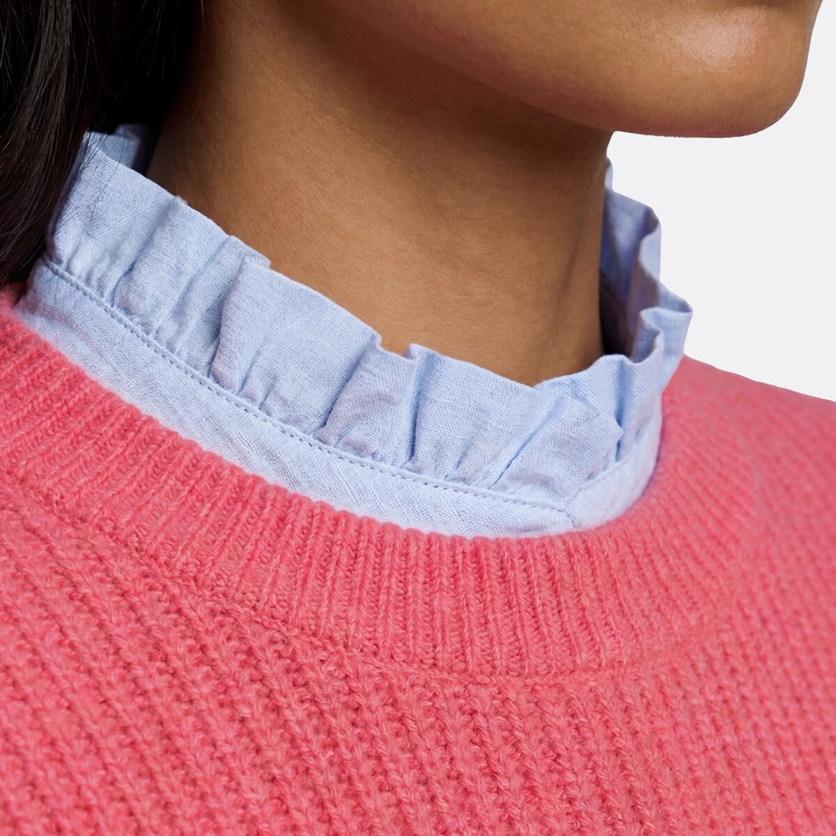 Fluffy Knit Oversized Crew Neck Jumper pink, LA REDOUTE COLLECTIONS