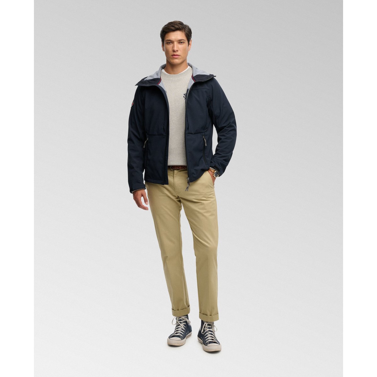 Veste Trekker Softshell à Capuche bleu marine éclipse, SUPERDRY