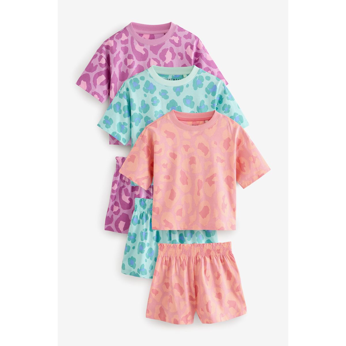 Pyjama short, lot de 3 violet/orange, NEXT