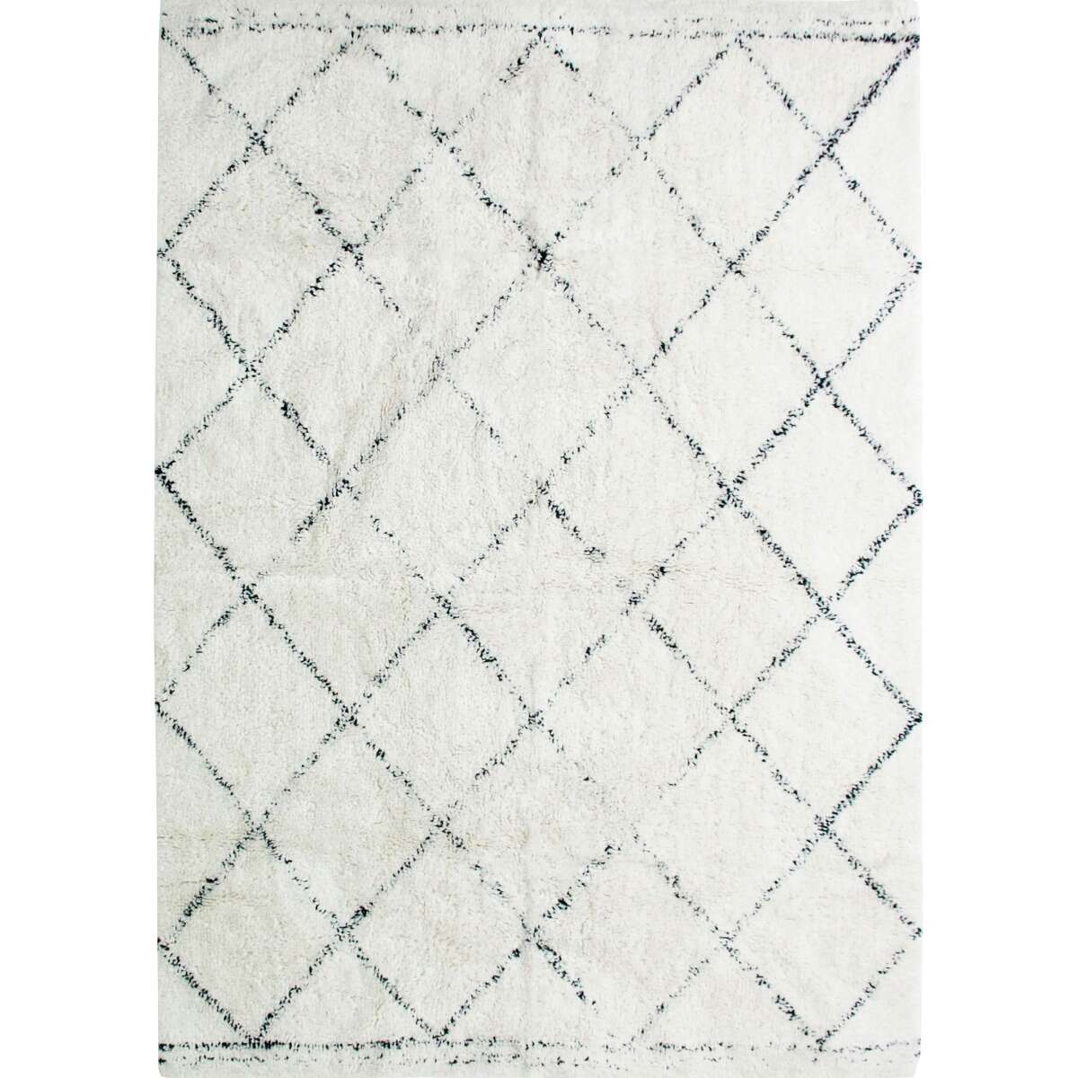 Tapis berbère en coton à motifs losanges BERBERE LOSANGE - style bohème blanc, THE DECO FACTORY
