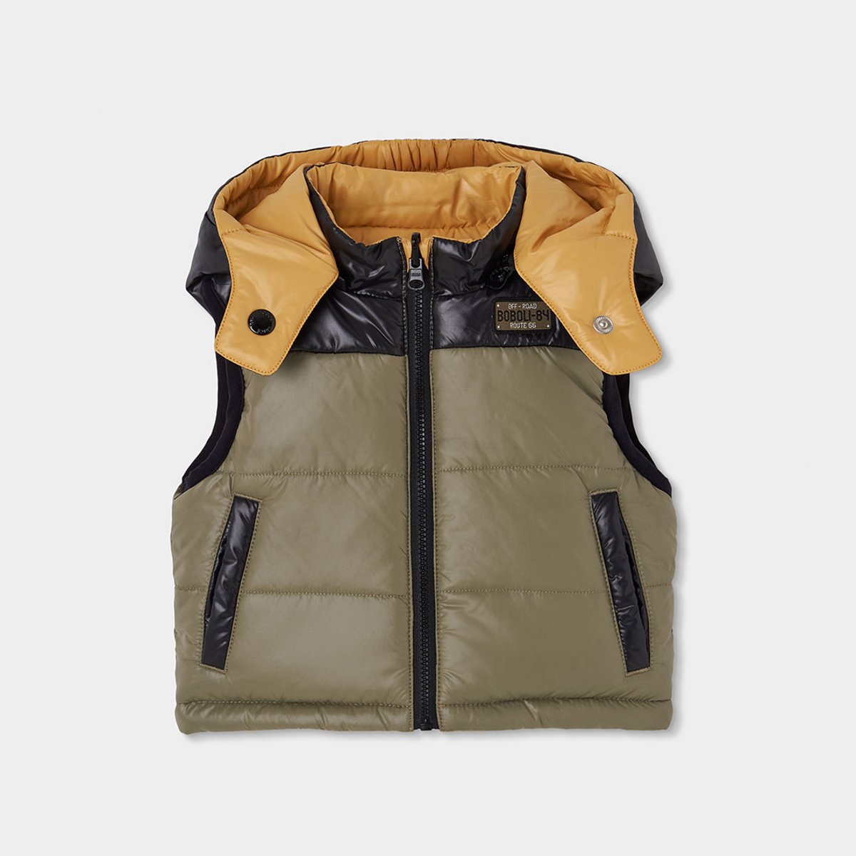 Doudoune sans manches garçon réversible jaune, BOBOLI