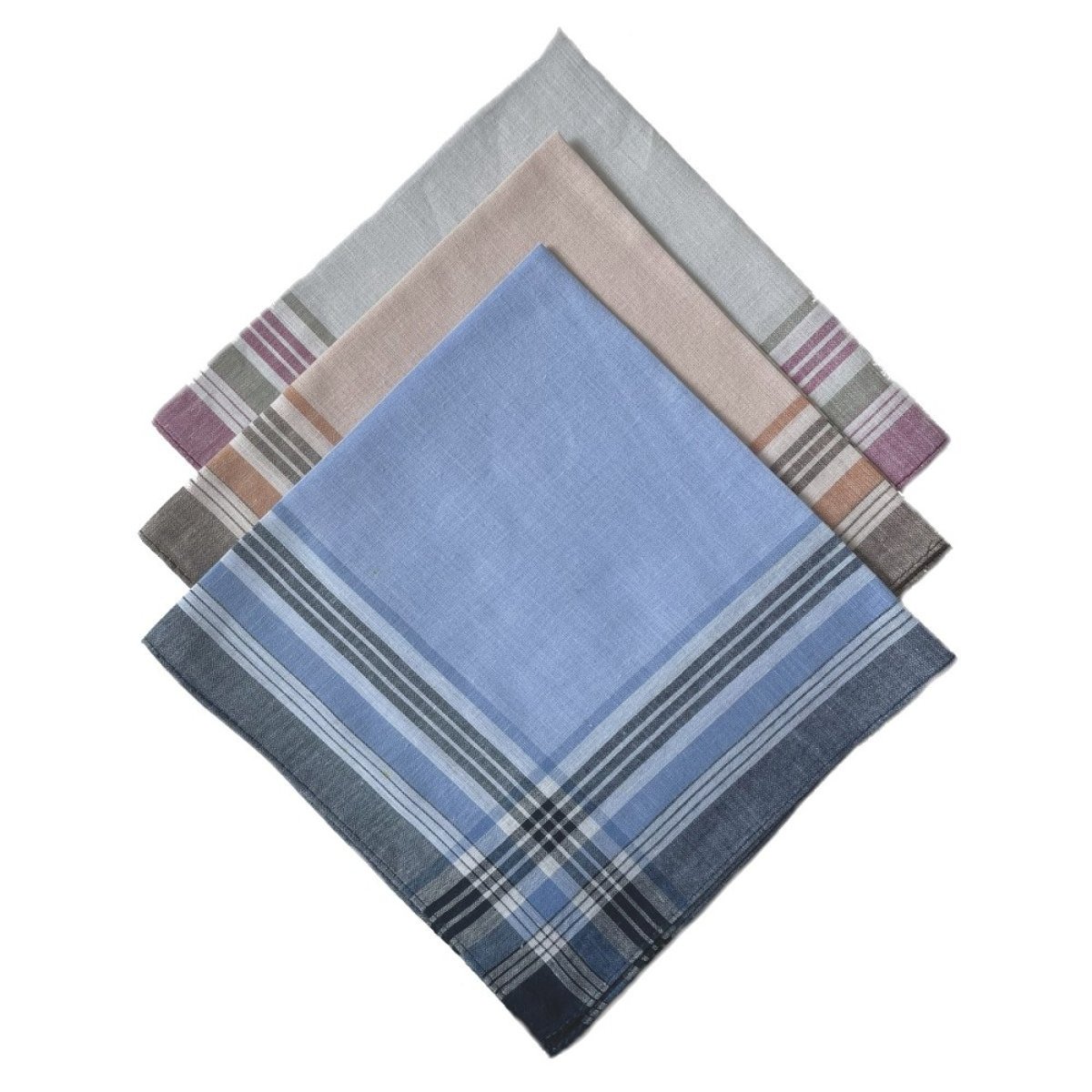 Lot de 12 mouchoirs Homme 40x40 100% coton bleu, DECORATIE