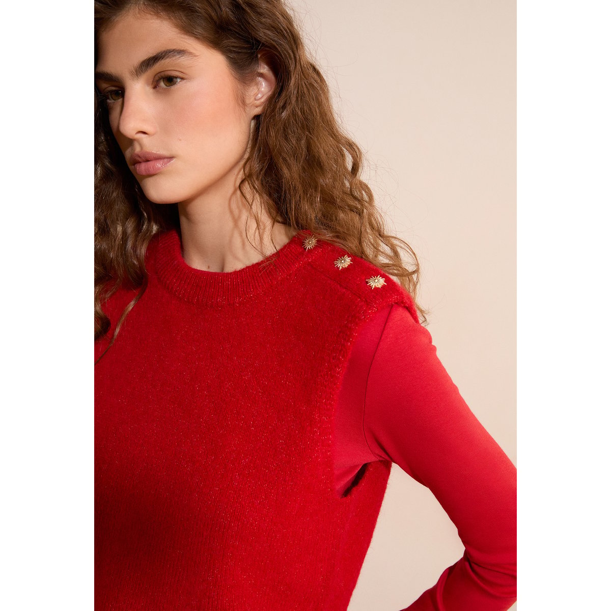 Pull sans manche avec laine STEVEN MINI vermillon, ETAM
