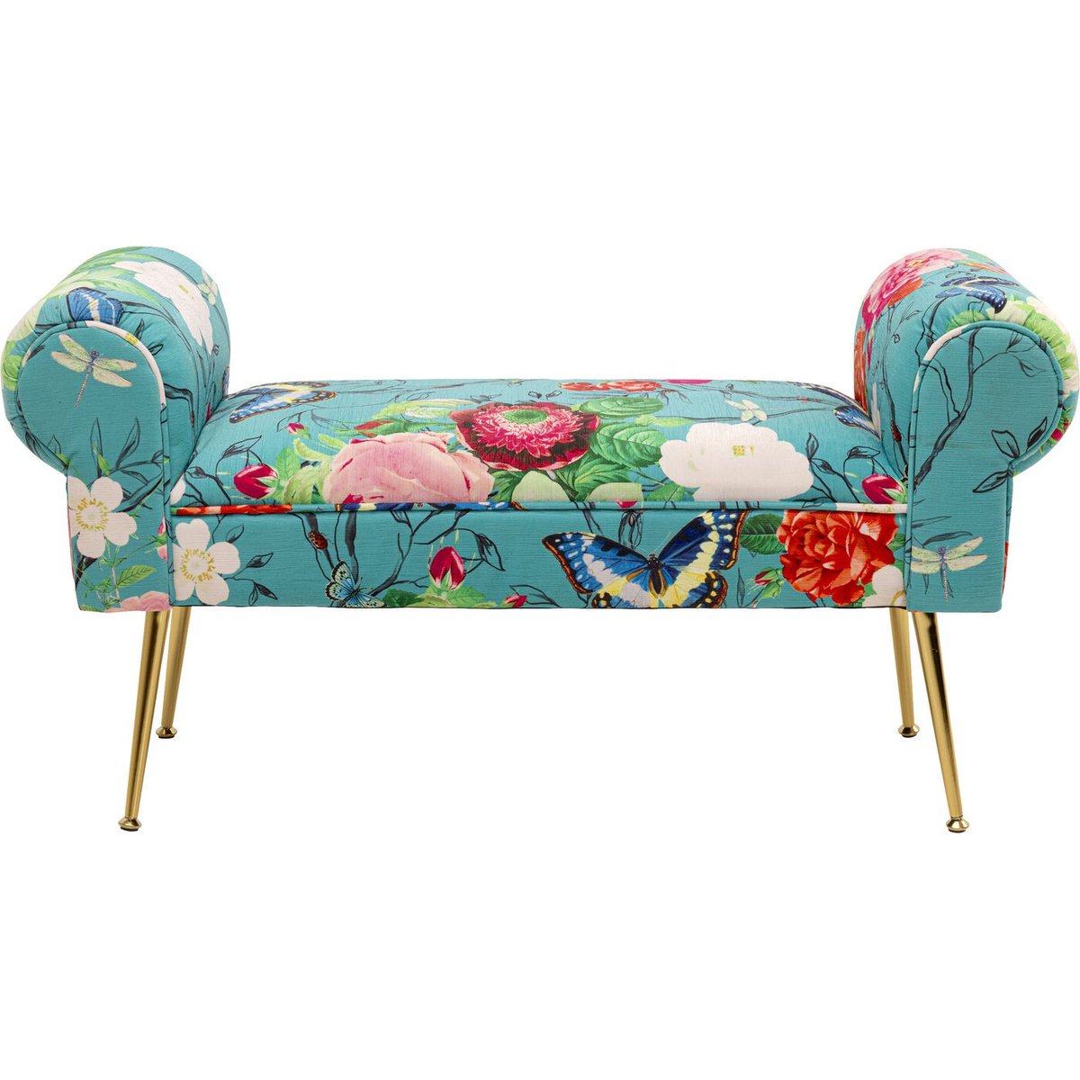 Banc 1 place imprimé fleurs, FLOWER FEVER bleu, KARE DESIGN