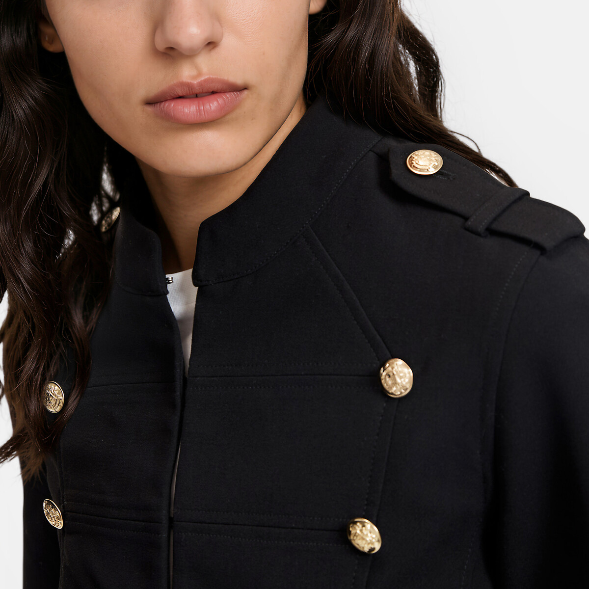Veste esprit officier, coupe cintrée, stretch noir, LA REDOUTE COLLECTIONS