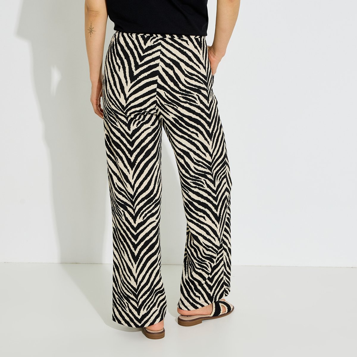 Pantalon fluide imprimé zébré noir, GRAIN DE MALICE