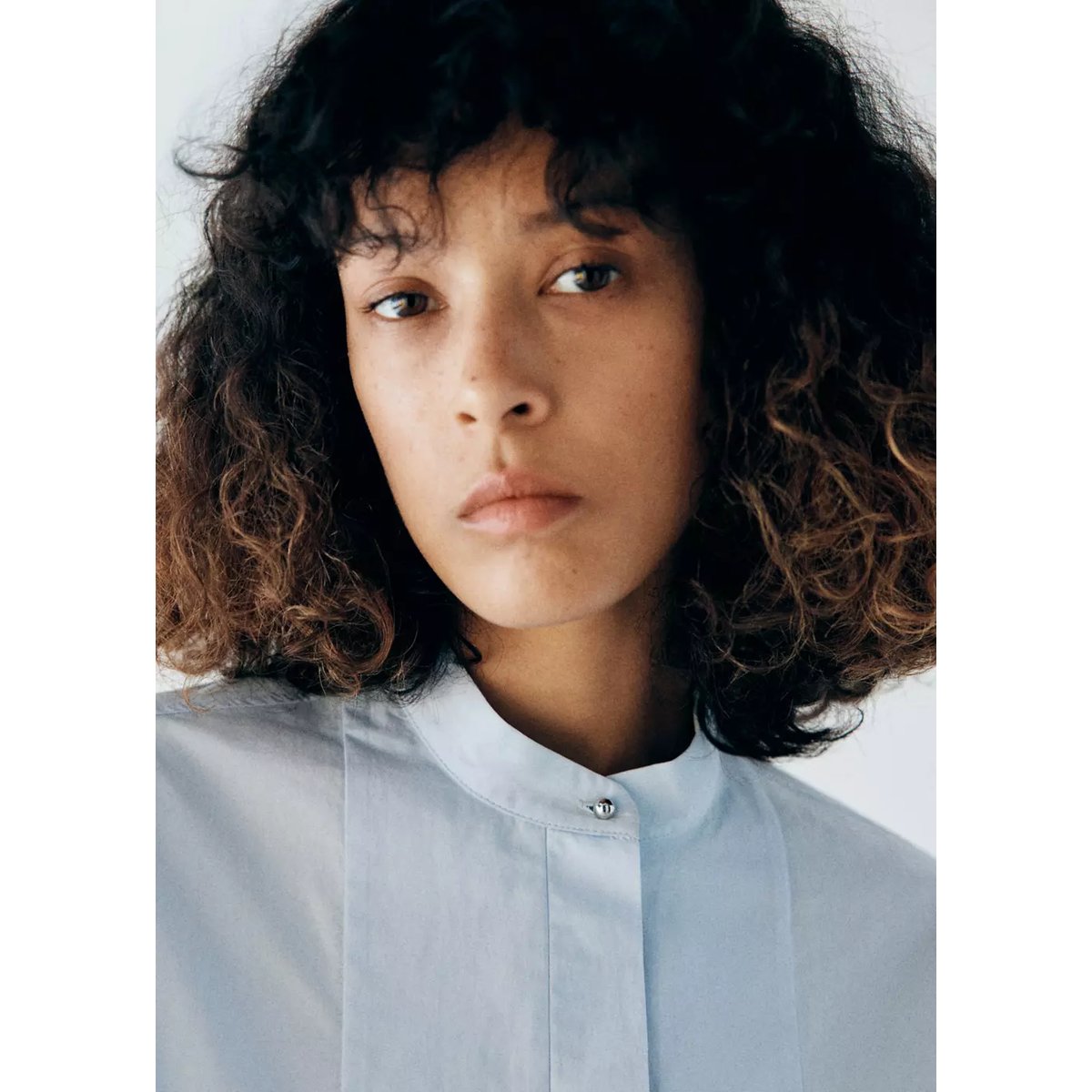 Blouse coton courte bleu, MANGO