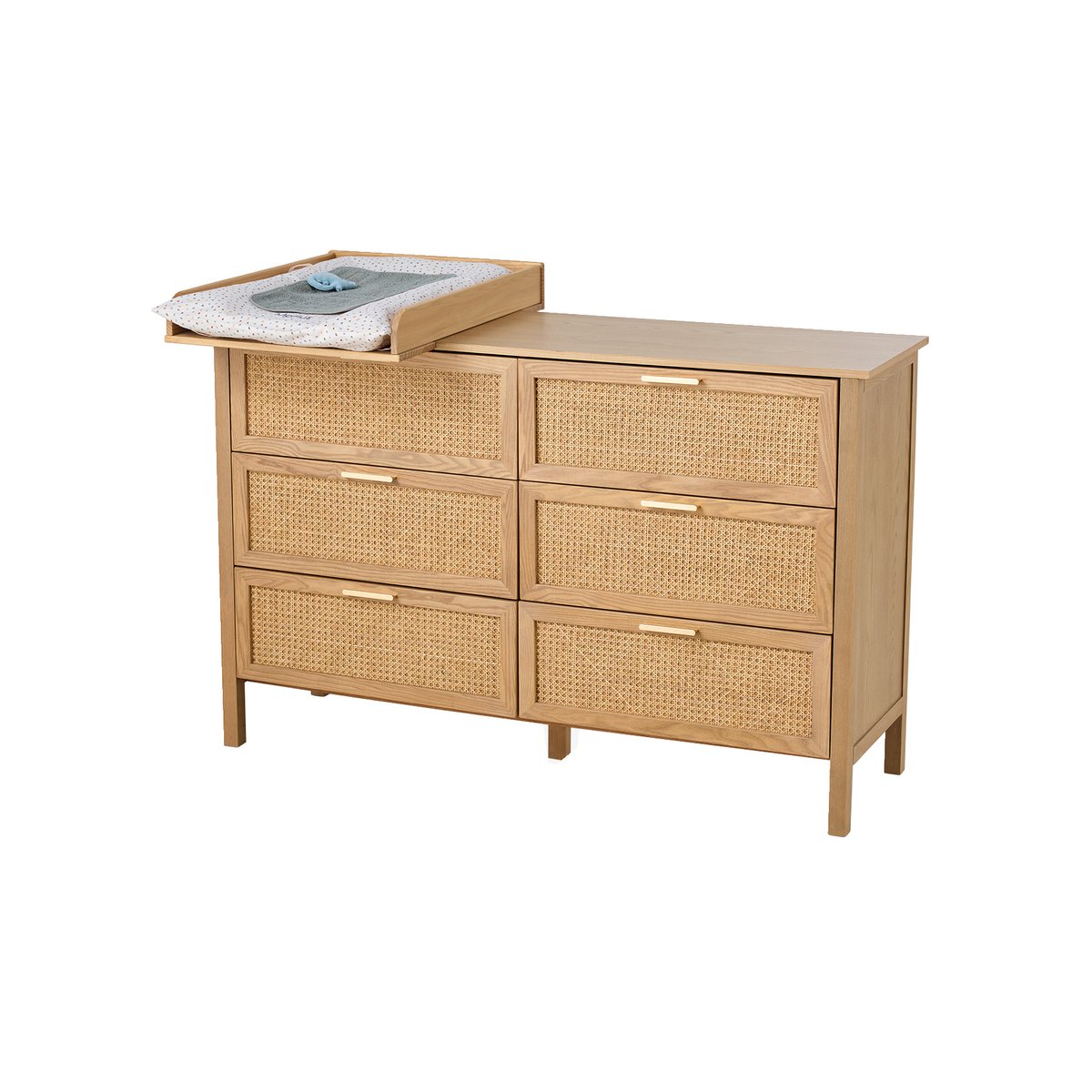 Commode double cannage avec 6 tiroirs, profondeur 42cm bois, VERTBAUDET