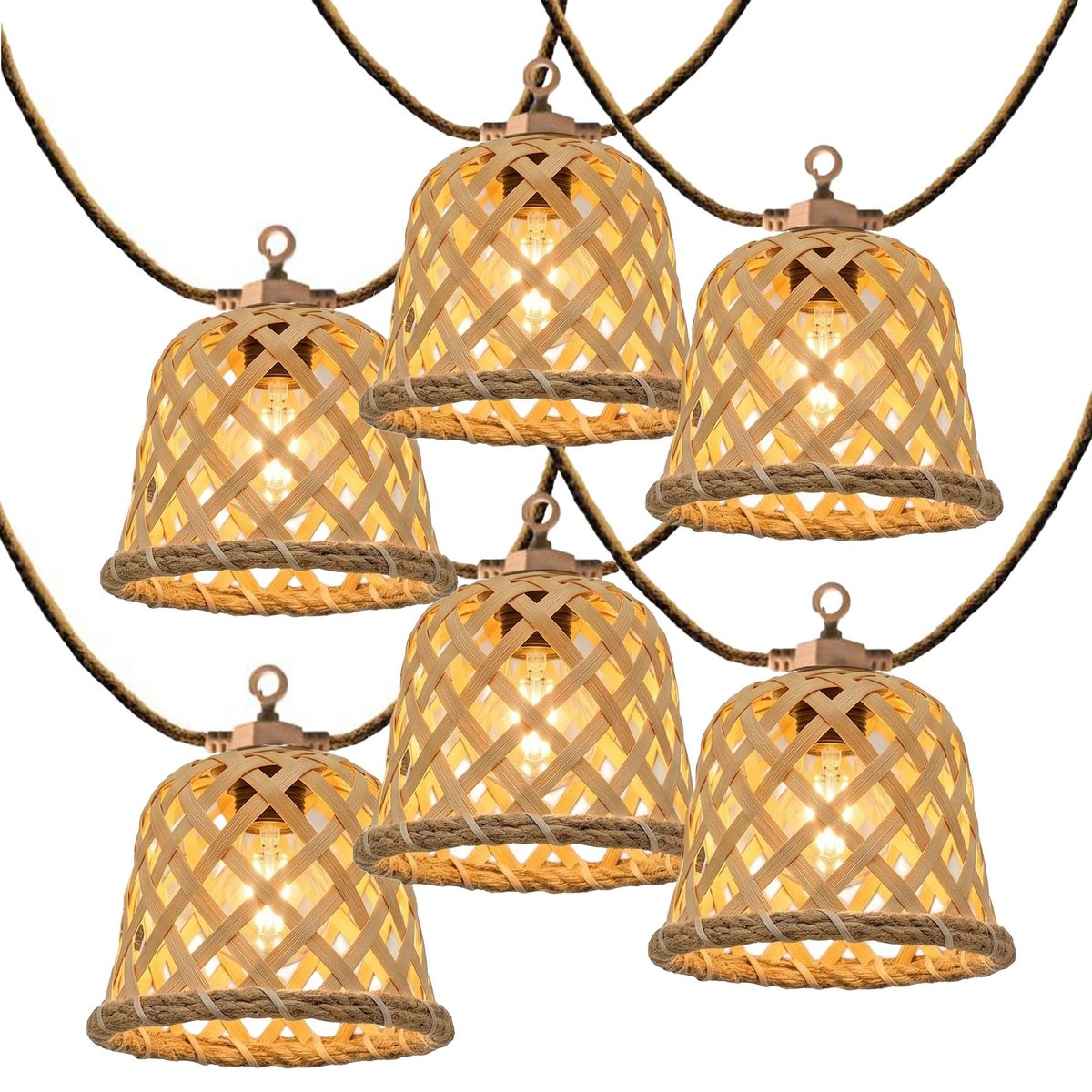 Guirlande lumineuses solaire et sur secteur raccordable en corde 20 ampoules transparentes LED blanc chaud dimmable MALY LIGHT HYBRID 13m beige, LUMISKY