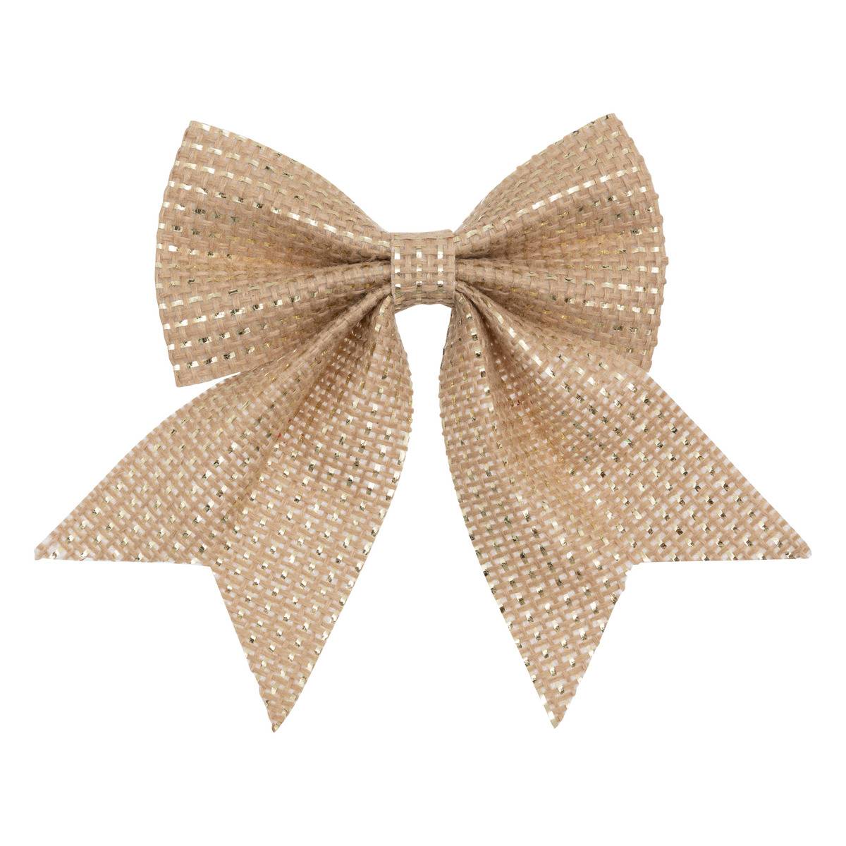 Lot de 3 nœuds déco 12 x 13 cm jute or beige, ATMOSPHERA