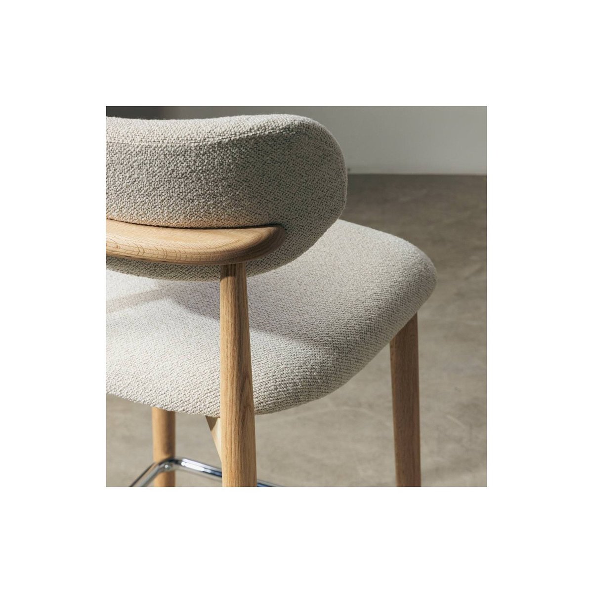 Tabouret de bar en chêne collection MIA crème chêne clair et chrome, RECOLLECTION