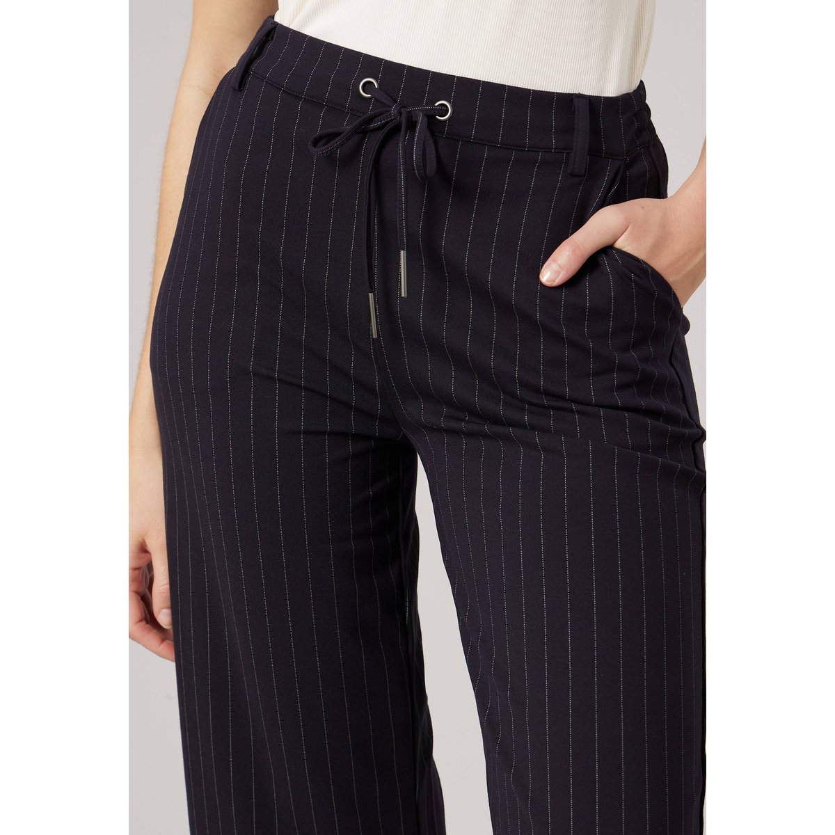 Pantalon droit femme à rayures TAYSEN navy, DEELUXE
