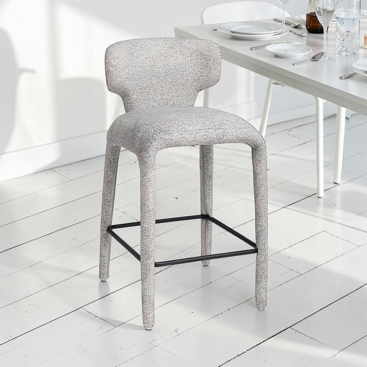 Tabouret de bar en tissu (lot de 2) TULSA gris, PIER IMPORT