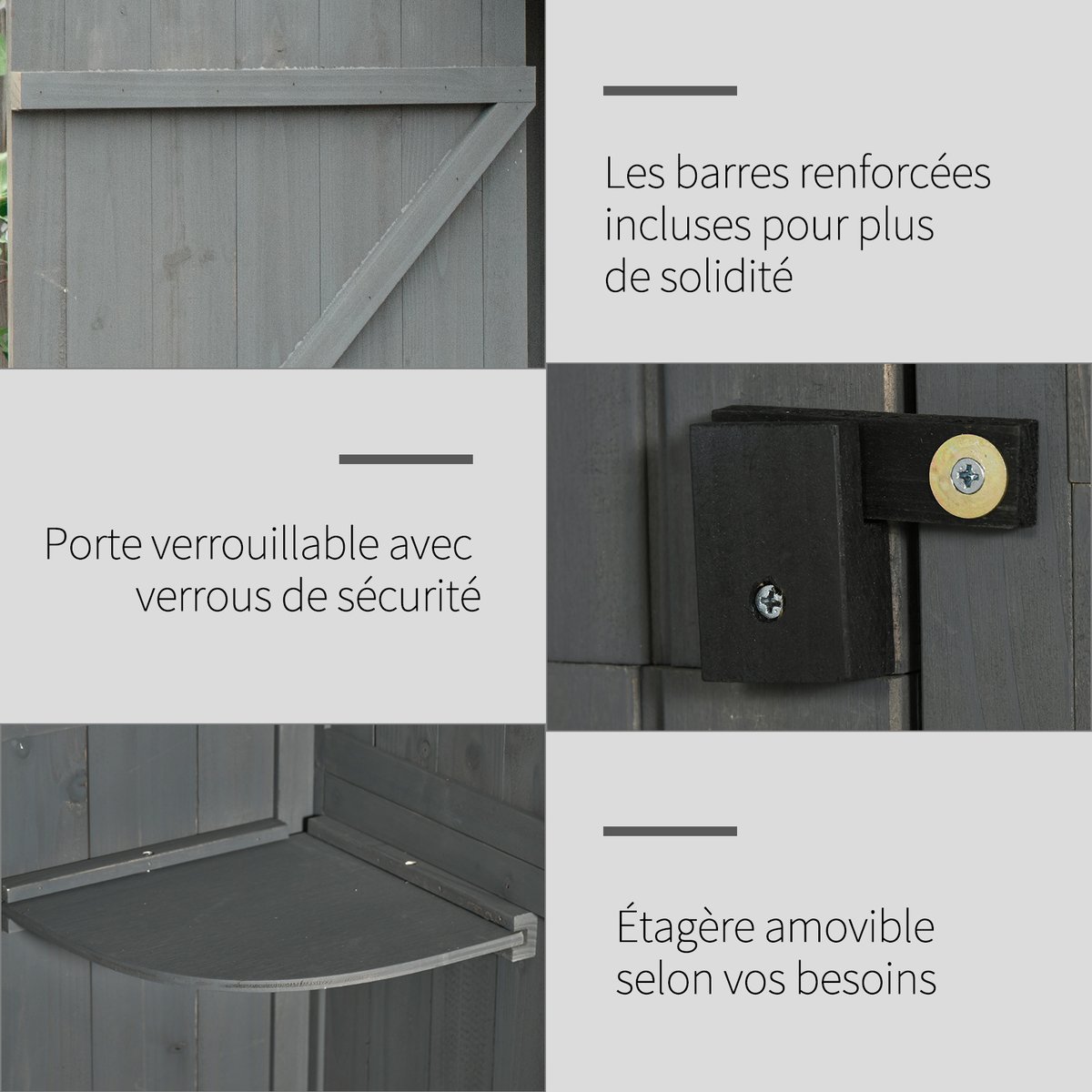 Abri de jardin Bois Bleu clair gris, OUTSUNNY